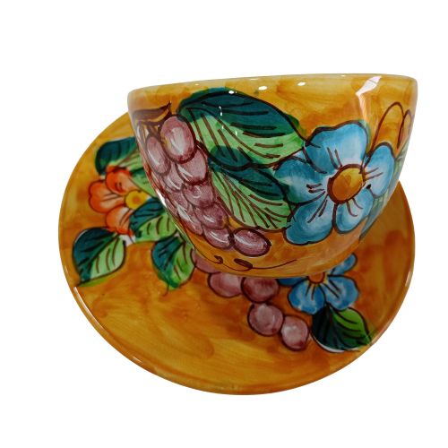 Tasse. Ideal für Milch, Cappuccino oder Tee. Blumen Linie. Vietri Keramik. Handbemalt.