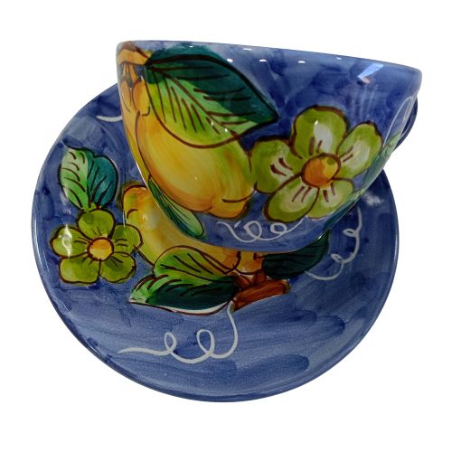 Cup. Perfect for milk, cappuccino, or tea. Lemon & Flowers line. Vietri ceramic. Hand-painted.