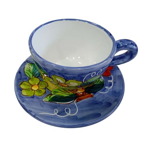 Cup. Perfect for milk, cappuccino, or tea. Lemon & Flowers line. Vietri ceramic. Hand-painted.