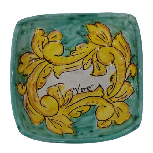 Svuota tasche linea barocco verde ramina. Ceramica di Vietri dipinta a mano.