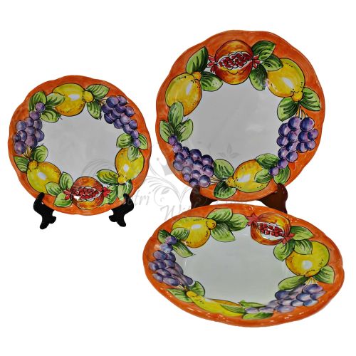 Plate. Dish. Fruit & Lemons Line. Vietri ceramic. Hand-painted