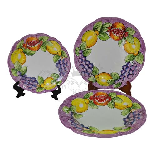 Plate. Dish. Fruit & Lemons Line. Vietri ceramic. Hand-painted