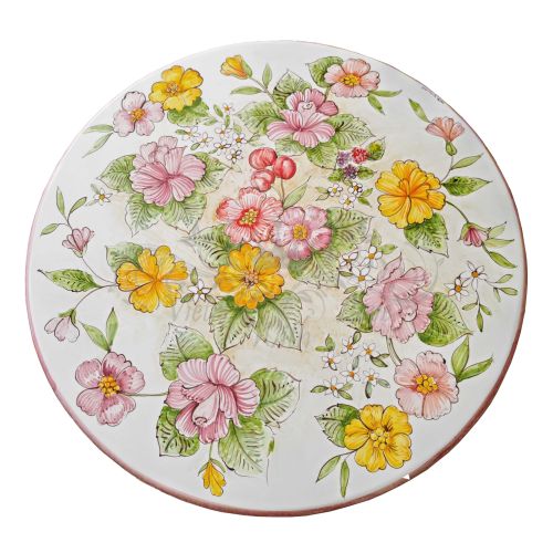 Table en pierre de lave émaillée. Motif Albori. Peinte à...