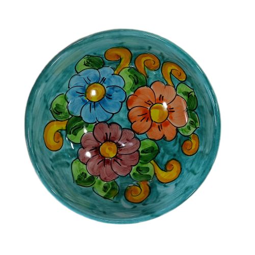 Smooth bowl, soup or salad plate. Baroque & Flowers line. Vietri ceramic. Hand painted.
