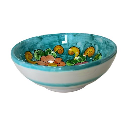 Smooth bowl, soup or salad plate. Baroque & Flowers line. Vietri ceramic. Hand painted.