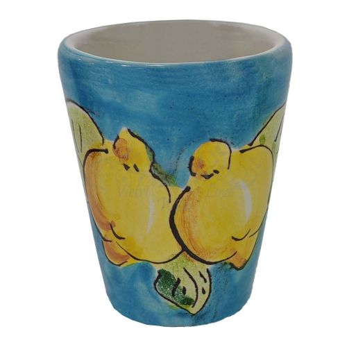 Vaso. Vasito. Limoncello. Línea Limones. Cerámica de Vietri. Pintado a Mano.