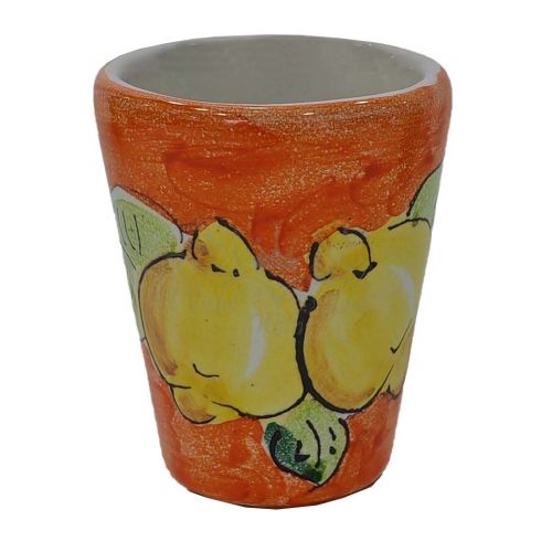 Glas. Schnapsglas. Limoncello. Zitronenlinie. Vietri-Keramik. Handbemalt.