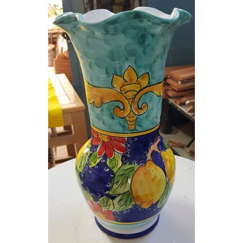 Umbrella holder vase, handpainted Vietri ceramic