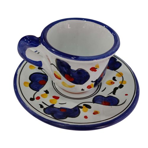 Kaffeetasse mit Untertasse. Big Mama-Linie. Vietri-Keramik. Handbemalt.