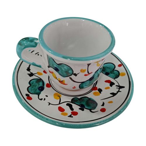 Coffee cup with saucer. Big Mama Line. Vietri ceramic. Hand-painted.