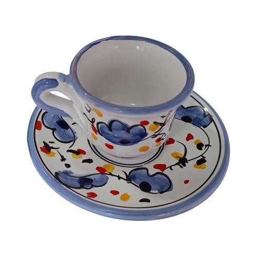 Taza con platito. Línea Big Mama. Cerámica de Vietri. Pintada a mano.