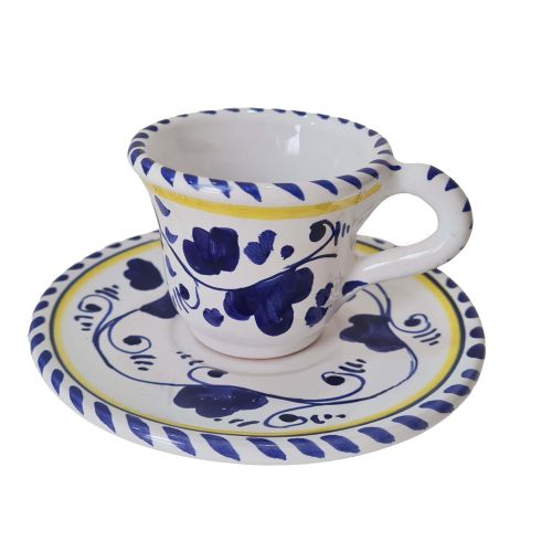 Tasse et sous-tasse. Ligne Big Mama. Céramique de Vietri. Peinte à la main.