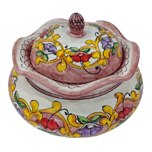 Pot à biscuits ligne baroque et fleurs. Céramique Vietri... 2