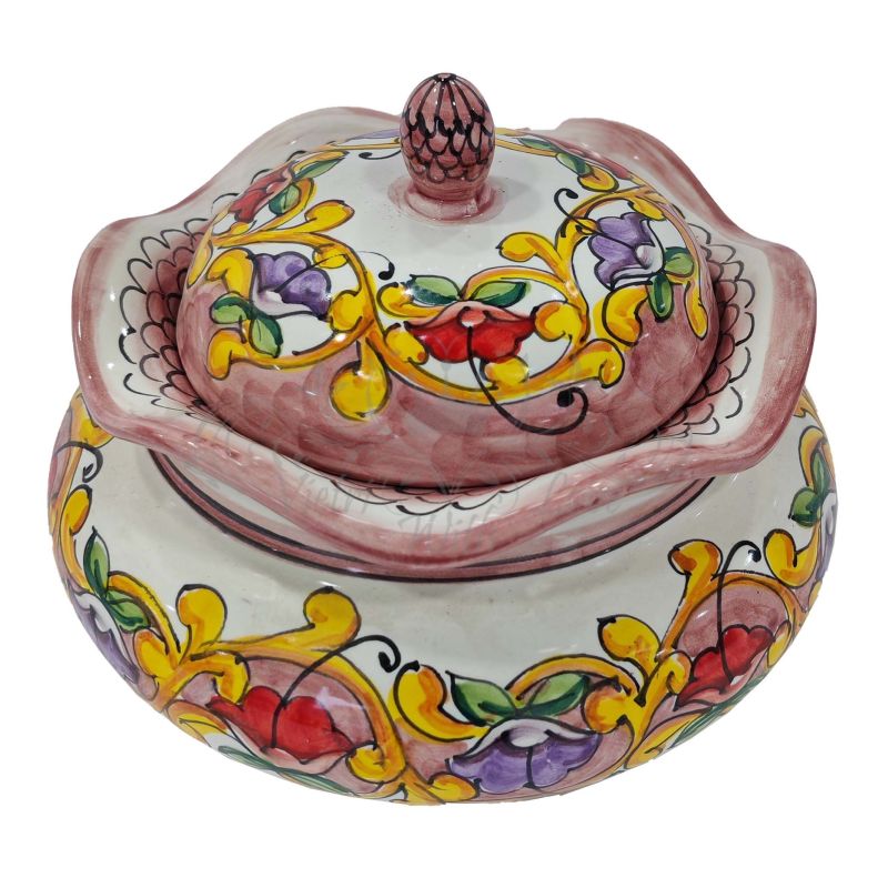 Biscottiera linea Barocco e Limoni. Ceramica di...