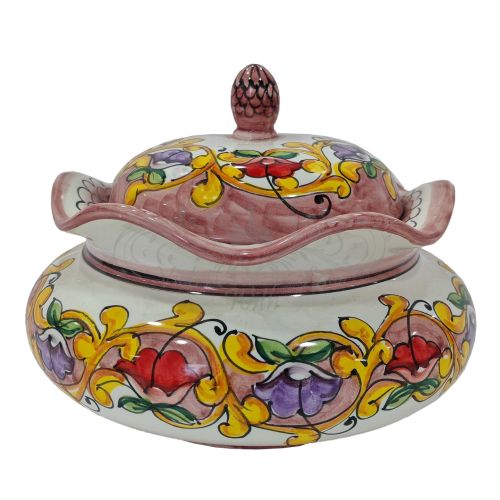 Pot à biscuits ligne baroque et fleurs. Céramique Vietri...