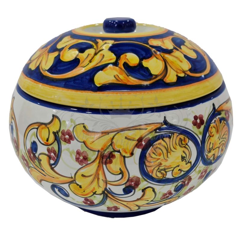 Biscuit jar baroque line. Hand-painted Vietri...