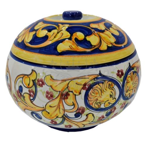 Biscuit jar baroque line. Hand-painted Vietri ceramic.