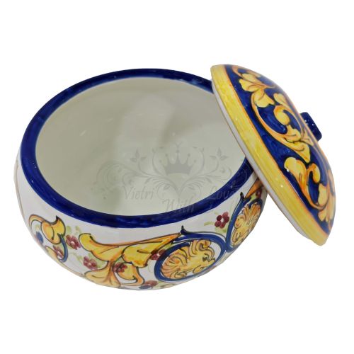 Biscuit jar baroque line. Hand-painted Vietri ceramic.