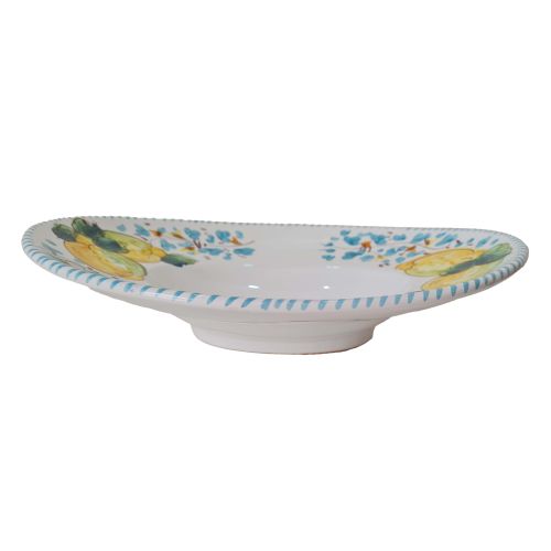 Línea Restaurante – Plato sombrero de cura con ala. Línea Limones. Cerámica de Vietri. Pintado a mano.