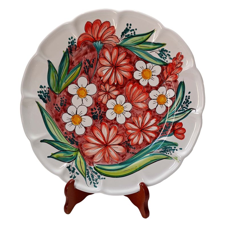 Salatschüssel mit Wellenschliff. Handbemalte...