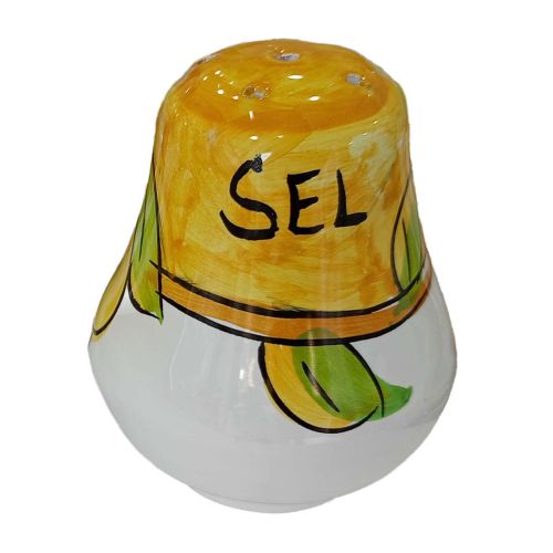 Salt and Black Pepper set two colors. Handpainted Vietri ceramic