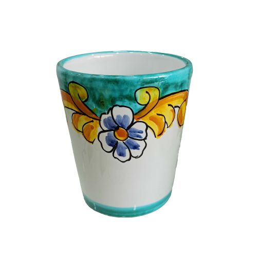 Glass for Limoncello Baroque and Flowers Line. handpainted Vietri ceramic