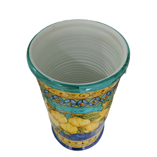 Vaso portaombrelli Linea Barocco e Limoni, in Ceramica di Vietri dipinta a mano.