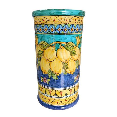 Jarrón paraguas. Línea barroca y limones en cerámica de Vietri pintada a mano.