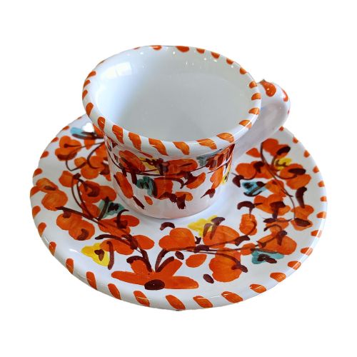 Coffee cup with saucer. Spring Line. Vietri ceramic. Hand-painted.