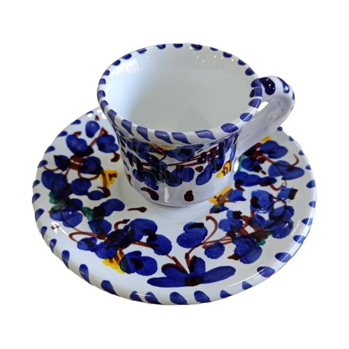 Tasse et sous-tasse. Ligne Printemps. Céramique de Vietri. Peinte à la main.