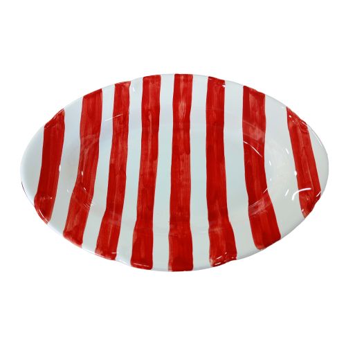 Plat ovale à bord ondulé. Collection Rayures. Céramique... 2