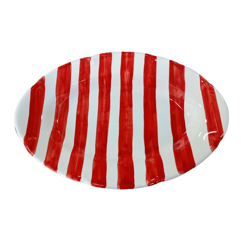 Plato bandeja ovalado con borde. Línea Rayas....