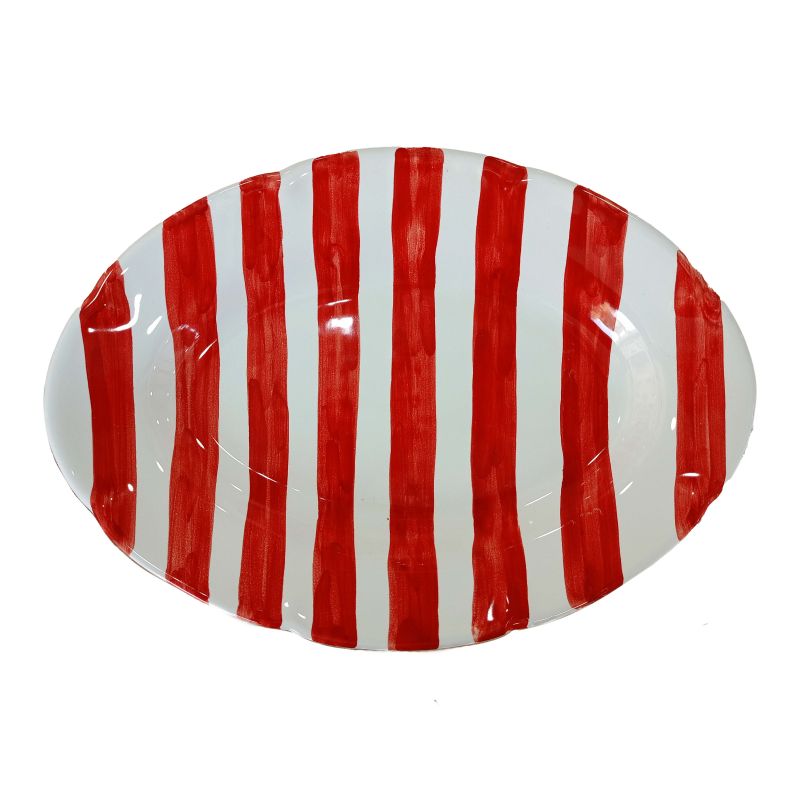 Ovaler Servierteller mit Rand. Streifen...