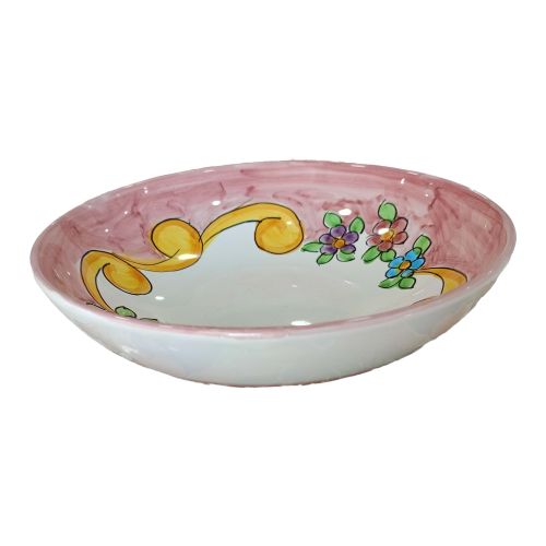 Smooth bowl, soup or salad plate. Baroque & Flowers line. Vietri ceramic. Hand painted.