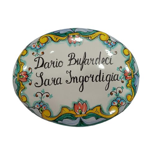 Customizable oval plaque. Vietri ceramic. Hand-painted.