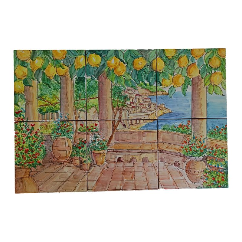Wall Panel Panorama view Vietri Ceramic handmade.