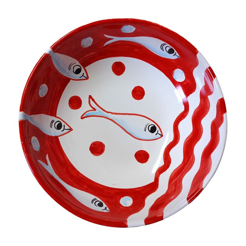 Piatto linea Sardine. Ceramica di Vietri -Piano più Piatto Fondo