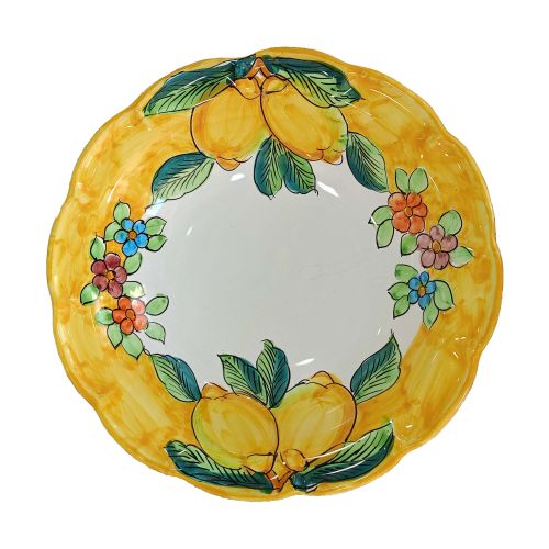 Coppa smerlata Linea Limoni e Fiori. Ceramica di Vietri dipinta a mano.