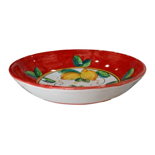 Smooth bowl, soup or salad plate. Lemons line. Vietri ceramic. Hand painted.