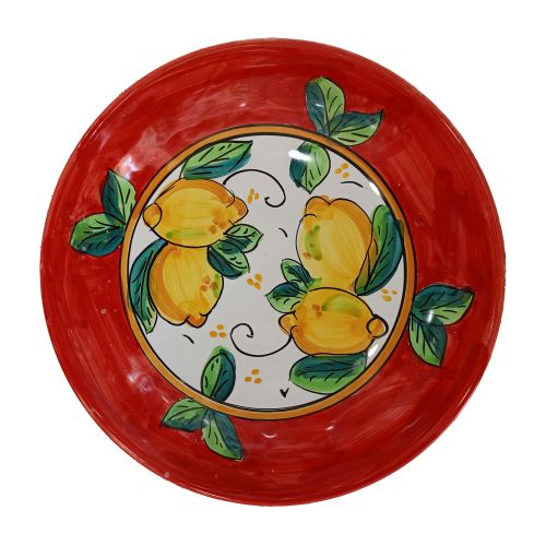 Smooth bowl, soup or salad plate. Lemons line. Vietri ceramic. Hand painted.