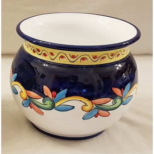 Plant holder Blue. handpainted Vietri ceramic
