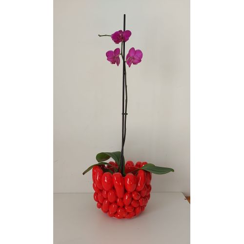 Jarrón de relieve en cerámica fina -Tomates Ceramica Vietrese