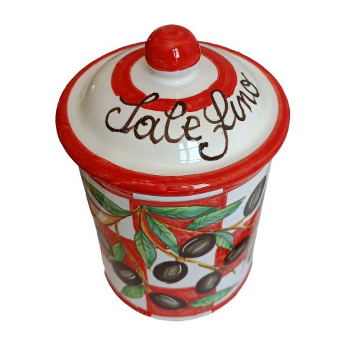 Customizable Jar. Olive Pattern. Vietri Ceramic. Hand-Painted.