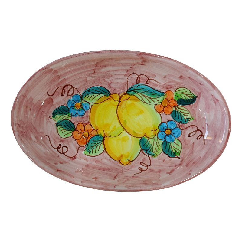 Oval tray plate Flowers and Lemons Line Serving plates in Vietri ceramic