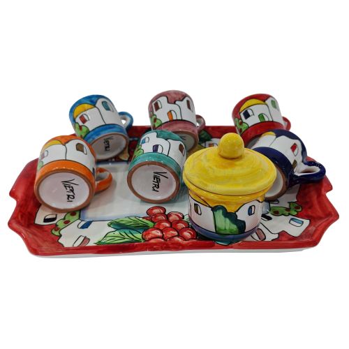 Set di tazzine con vassoio linea Casette. Ceramica di... 2