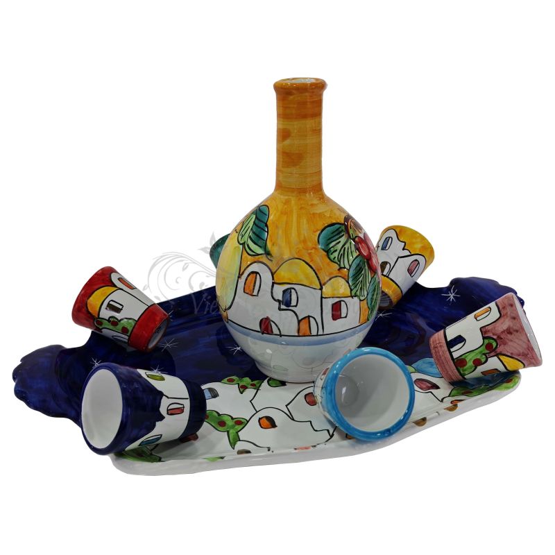 Limoncello-Set. Flasche, Tablett, 6 Gläser....