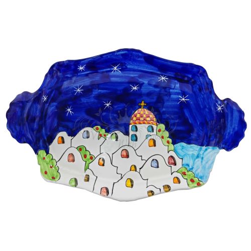 Set limoncello. Bouteille, plateau, 6 verres. Ligne Maisonnettes. Céramique de Vietri peinte à la main.