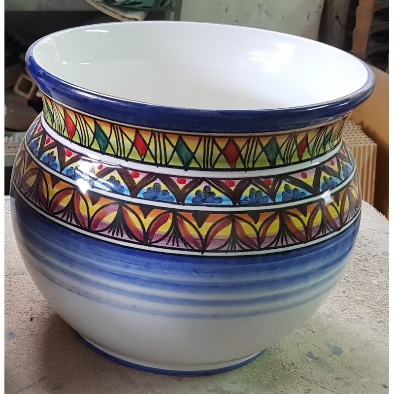 Plant holder geometric line. handpainted Vietri...