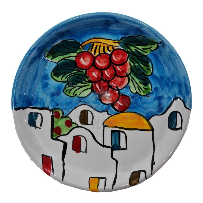 Sotto bicchiere e/o Sotto Bottiglia Linea Casette di Positano. Dipinto a mano Ceramica vietrese