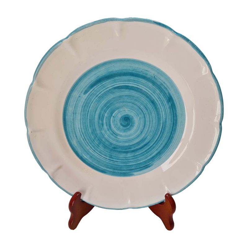 Dishes, Plates handpainted Vietri ceramic Modern line- Soup dinner and fruit/Dessert plate